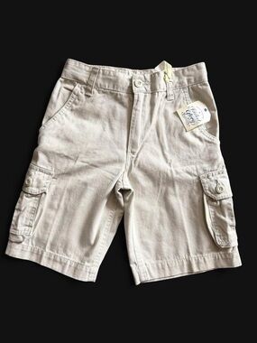 NWT Faded Glory Boys Khaki Cargo Shorts Size 8 Adjustable Waist